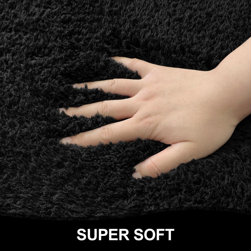 ATRUG Bathroom Rugs 24"x17", Black Extra Soft Absorbent Bath Mat,