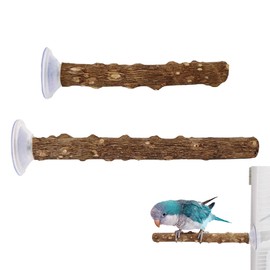 Hayaww 2 x Wooden Bird Perch with Suction Cup, Perch Stand, Bird Perch Stand, Bird Stand with Suction Cup for Windows, Parrot Seat Ladder, Stepped for Living Room, Car (A, M)