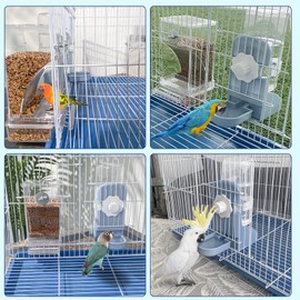 No Mess Bird Feeder Water Dispenser Set, Parakeet Cage Accessories, Bird Feeder and Waterers in Cage for Cockatiels, Finches, Lovebirds, Budgies, Canaries