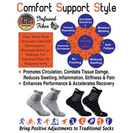 Multi-Task Ankle Compression Socks w/Moisture-Wicking Germanium Infused Fiber + CoolMax for Men & Women 2 Pairs