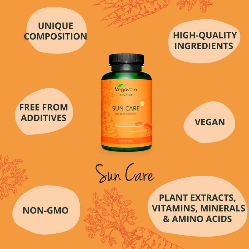 Tanning Capsules Vegavero® | with Beta Carotene, Vitamin E, L-Tyrosine,