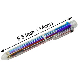 Maydahui 12PCS Multicolor Ballpoint Pen 6-in-1 Retractable Ball Point Pens Transparent Barrel for Office School Students