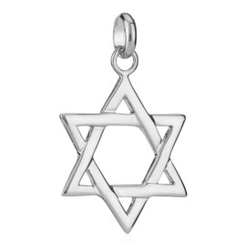 NKlaus 925 Sterling Silver Pendant Star of David Hexagram Rhodium-Plated Charm Chain 20 x 20 mm 5065, Sterling Silver, No Gemstone