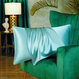 100% Pure Mulberry Silk Pillowcase for Hair and Skin Both Side Natural Smooth Pillowcase with Hidden Zipper 50 x 75 cm (Turquoise, 50x75cm)