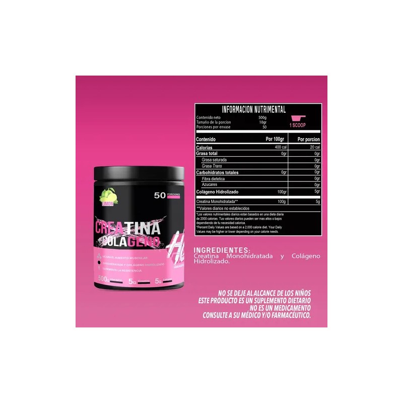 Creatina + Colágeno Suplemento Monohidratada Heragen 500g