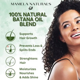 Batana Oil for Hair Growth - 100% Pure & Natural Blend with Raw & Organic Rosemary, Almond, Peppermint Oil - For Thicker, Fuller Hair - 2oz - All Hair Types