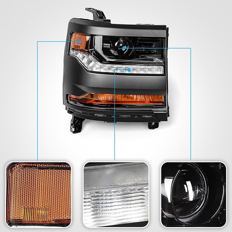 FIONE HID/Xenon Headlight Assembly Compatible with Chevy Silverado 1500 2016-2018/2019
