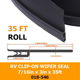 HCC Auto Combo Camper, Fifth Wheel, RV Slide Out Seal with sealant | 018-546 with 2" Wiper and 018-338-BLK Slide-in Secondary Seal | 35ft | Works with Keytone, Northwood, Winnebago