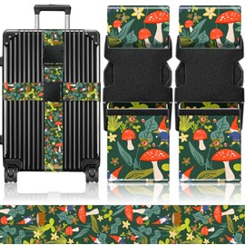 OffiEase Luggage Straps for Suitcases Travel Belt - Baggage Identifiers Suit Case Accessories with Buckle Nylon Adjustable Band Over Handle for Airport 2 pack Mushrooms