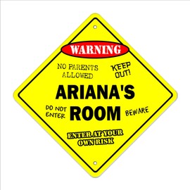 Ariana's Room Sign Crossing Zone Xing | Indoor/Outdoor | 14" Tall Plastic Sign kids bedroom decor door children's name boy girl