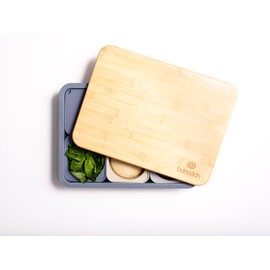 Babadoh Dough Trays & Bamboo Board Set – Includes 2 Steel Coloured Durable, Stackable Trays & 1 Bamboo Board – Versatile Storage & Serving Solution for Pizza Lovers – Home & Outdoor Adventures