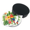 Famame 6 Pcs Tropical Leaves Parrot Toucan Leather Coasters for
