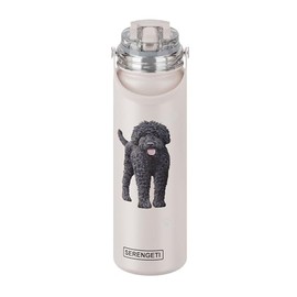 E&S Pets SERENGETI 24 Oz Water Bottle Stainless Steel with Spill Proof Lid - Double walled Vacuum Insulated water flask - Realistic 3D Print of your favorite dog (Labradoodle)