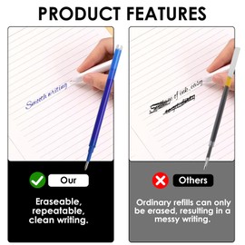12 Pack Erasable Pen Refills Compatible with Pilot Frixion Pens, Blue Ink, 0.5mm Stainless Steel Tip for Smooth, Smudge-Proof Writing – Durable, Gel Ink Refills for Note-Taking & Editing