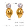 18K Gold Plating, White Cubic Zirconia Stud, Gold Water Drop