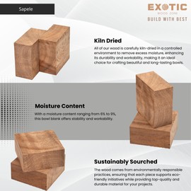 Sapele Bowl Blank 4" x 4" x 2" for Wood Turning, Exotic Wood Blanks for DIY Projects, Perfect Kiln-Dried Unfinished Wood Bowl Blanks for Craftsmen and Woodworking Enthusiasts by Exotic Wood Zone
