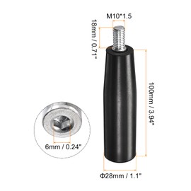 uxcell Revolving Handle Grip, 1Pcs M10x100mm(DxL) Threaded Handwheel Screw Knobs Crank Handle for Industry Lathe Milling Machine