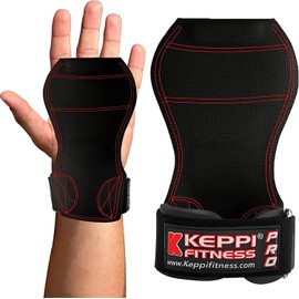 KEPPI Weight Lifting Grips PRO with Wrist Straps-Heavy Duty Wrist Wraps for Deadlift Pulling Gym Workout Exercise Accessory Gloves with Adjustable Neoprene Padded for Men and Women