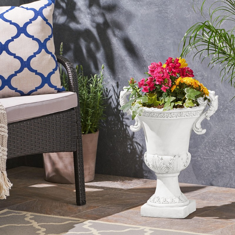 Christopher Knight Home Jorine Patio Planter, Light Concrete Planter, Mid-Centry