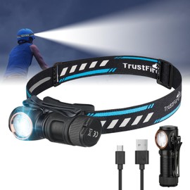 TrustFire MT15 Headlamp, 1000 Lumen Headlamp Rechargeable IPX8 Waterproof Head Lamp with 5 Modes Multi-Function LED Headlight for Hiking Outdoor Camping Gear