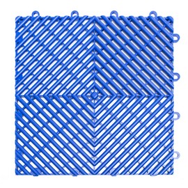 Big Floors RaceDeck Free-Flow Interlocking Garage Flooring Tiles, Non-Slip, Self-Draining, Heavy-Duty, High-Impact Copolymer, Easy Install (24 Pack), Bright Blue