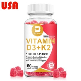 BEWORTHS Vitamin K2 (MK7) with D3 1000 IU Supplement, 60 Gummies, Immune Health