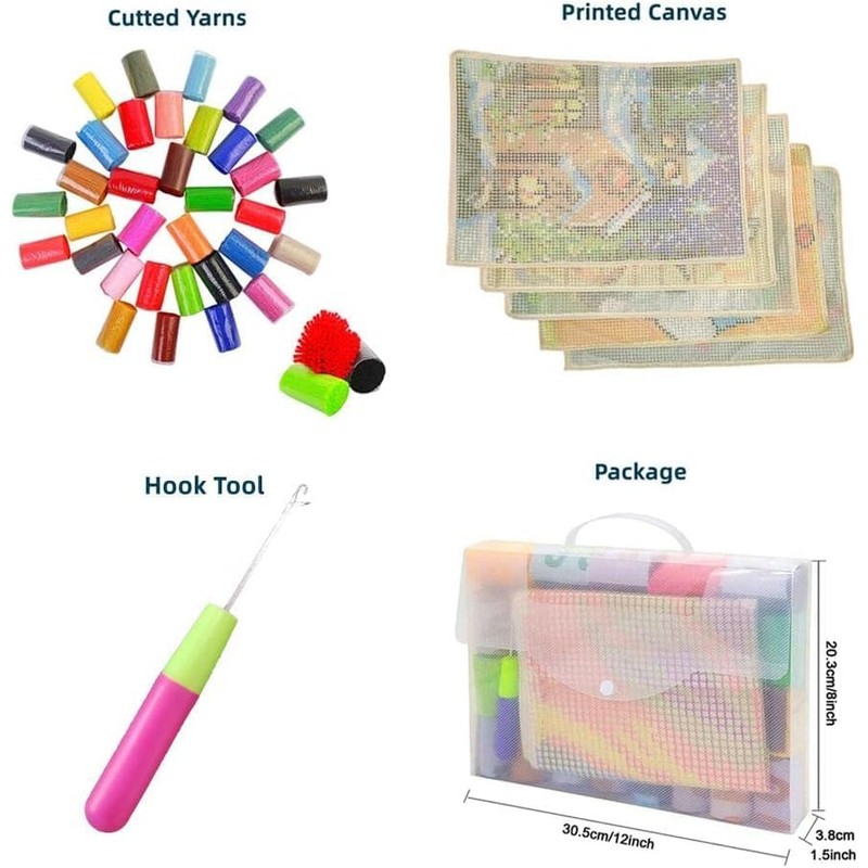 German Shepherd Latch Hook Kits Rug DIY Cushion Tapestry Making