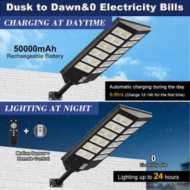 iodoo 7200W Solar Street Lights Outdoor Motion Sensor Wall Light - 480pcs LED True 96000LM Wide Angle Solar Lights,Waterproof IP66 Street Lights Solar Powered for Playground Yard (7200W)