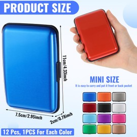 Douaowoc 12 Pcs RFID Blocking Credit Cards Holder Mini Slim Aluminum Wallet Metal Business Card Case Credit Wallet Protector ID Hard Case for Women Men, Multicolor