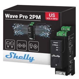 Shelly Wave Pro 2PM US | Z-Wave 2-Channel Smart Relay Switch with Power Metering | DIN-Rail | Home Automation | Z-Wave Repeater | High Compatibility | Easy Installation | iOS Android App