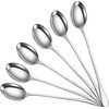 PEBBLE HUG 6pc Stainless Steel Latte Spoons, 19 cm Long Coffee Spoon, Ice Cream Spoons, Flatware Dessert Spoons, Elegant Design, Sturdy Structure, Use for Home, Kitchen Or Restaurant