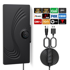 TV Antenna Indoor, Smart Antenna 600+ Miles Range Reception, HD TV Antenna for Local Channels, 18ft Coax Signal Booster & Support 4K 1080P Suitable for All Smart TV and All Older TV's
