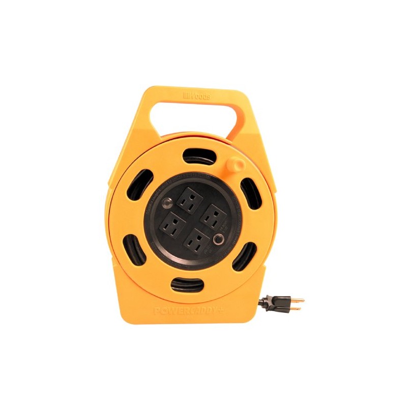 Woods 2801 Extension Reel with Four 3-Prong Power Outlets; Heavy