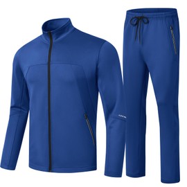 YSENTO Men's Tracksuits Outfits 2 Pieces Jogger Sets Jogging Track Sweat Suits Workout Warm Up Sweatsuit Royal Blue XL