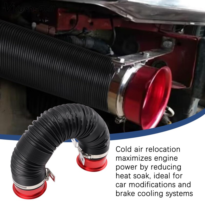 VVORHSBELL 76mm Cold Air Intake Hose Universal 3" Expandable Aluminium