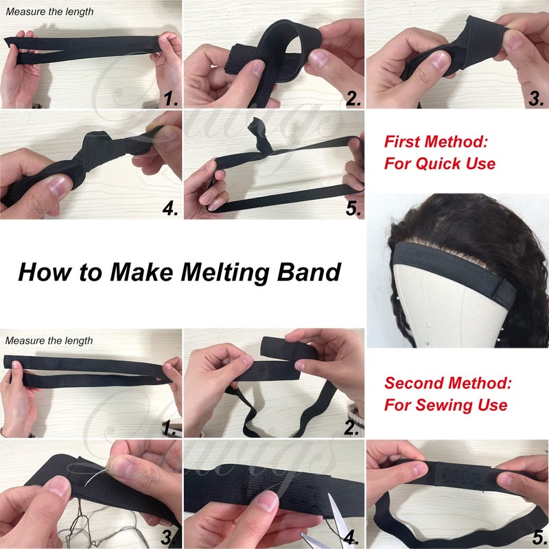 Luwigs Black Elastic Bands Wig Accessories for Making Wigs/Lace Frontal/Lace