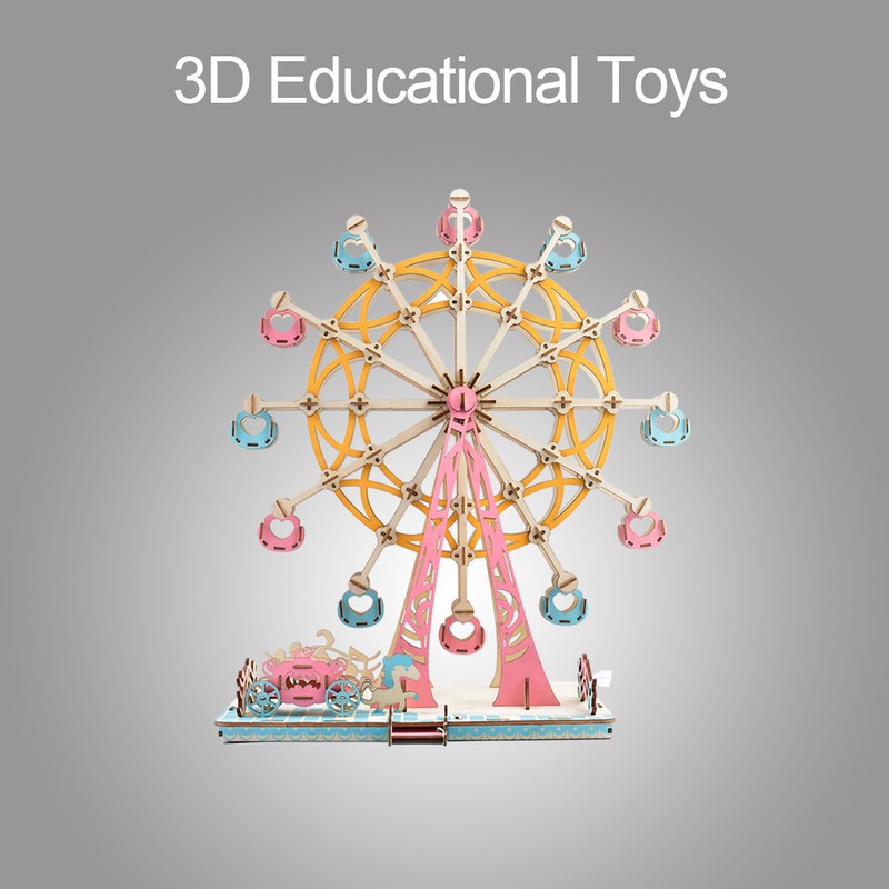 3D Cartoon Wooden Jigsaw Ferris Wheel Puzzle Toy for Kid