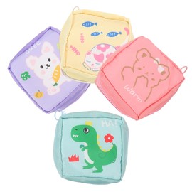 IWOWHERO 4Pcs Cute Cartoon Capacity Makeup and Sanitary Pad Bags Durable Coin Carrying Pouches for School Office Indoor Outdoor Use present for Friends