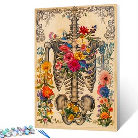 The Ribcage Paint by Number for Adult,Human Organ Painting Picture Vintage Painting Kits for Home Wall Art Office Decor Canvas Pigment DIY Acrylic Painting for Children Without Framed 16x20 inch