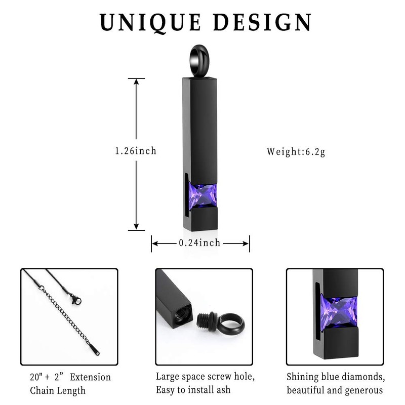 Memorial Jewelry Brithstone Cube Cremation Urns Jewelry Ashes Keepsake Stainless