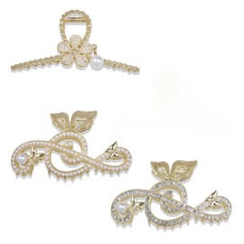 3 Pack Women Gold Hair Clips Elegant Cute Large Girls Shiny Rhinestone Music Note Design Metal Hair Clips