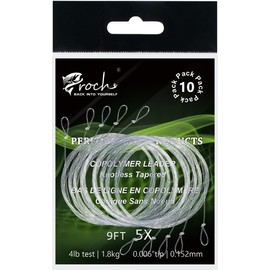 Fly Fishing Tapered Leader Nylon with Pre-tied Loop 10 Pack 9FT 0X-6X