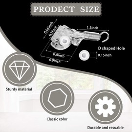 4 Pieces Blind Wand Tilter Control Wand for 1 Inch Mini Blind Head Rail Mechanism Replacement with D Shaped Gear Tilter Mechanism Hook Connection