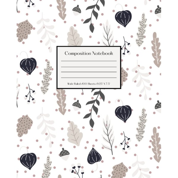 Composition Notebook: Neutral Fall Background – 100 Sheets – Wide
