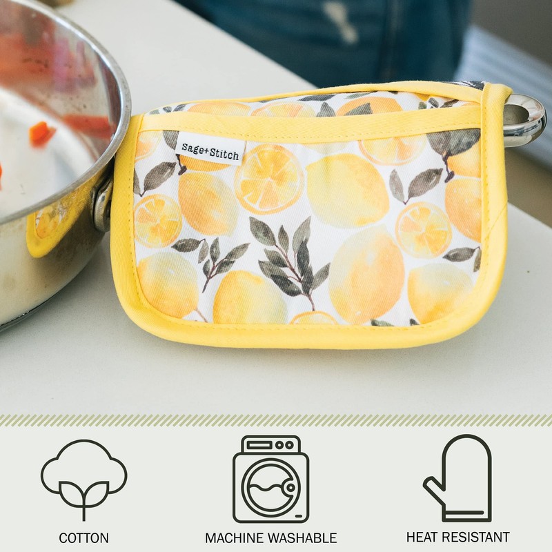 Heat Resistant Designer Pot Holders with Hand Pockets and Hanging