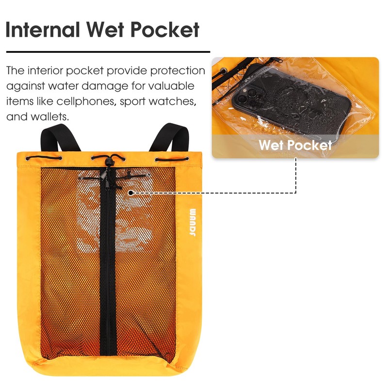 WANDF Swim Bag Mesh Drawstring Backpack Beach Backpack for Swimming,