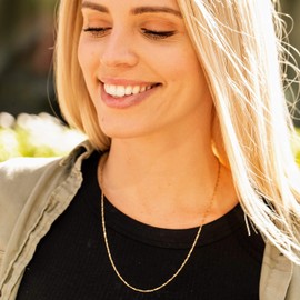 LIFETIME JEWELRY 1.2mm Flat Cobra Chain Necklace for Men & Women 24k Gold Plated (20)