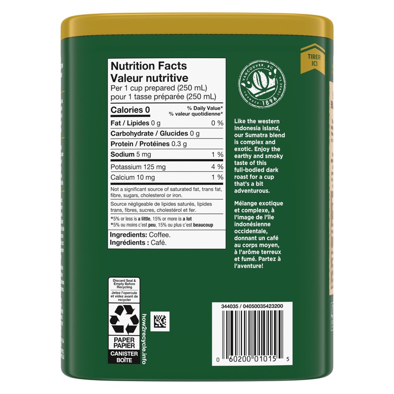 Nabob Dark Roast Sumatra Blend, 340g Canister