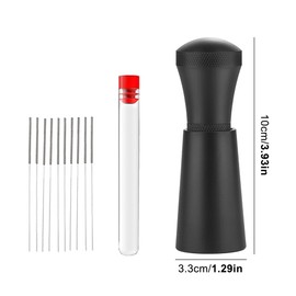 Rixotix Wdt Tool Espresso Needle, Removable, Removable Wdt Tool Espresso with Stand, with 7 Espresso Needles 0.35 mm, Matte Black, for Barista Stirred Espresso Coffee (Extra 3 Replacement Needles)