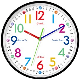 TAGLUMO Kids Wall Clock, 10 Inch Small Modern Wall Clocks Battery Operated, Silent Non-Ticking Analog Classic for Office, Home, Bathroom, Kitchen, Bedroom, School